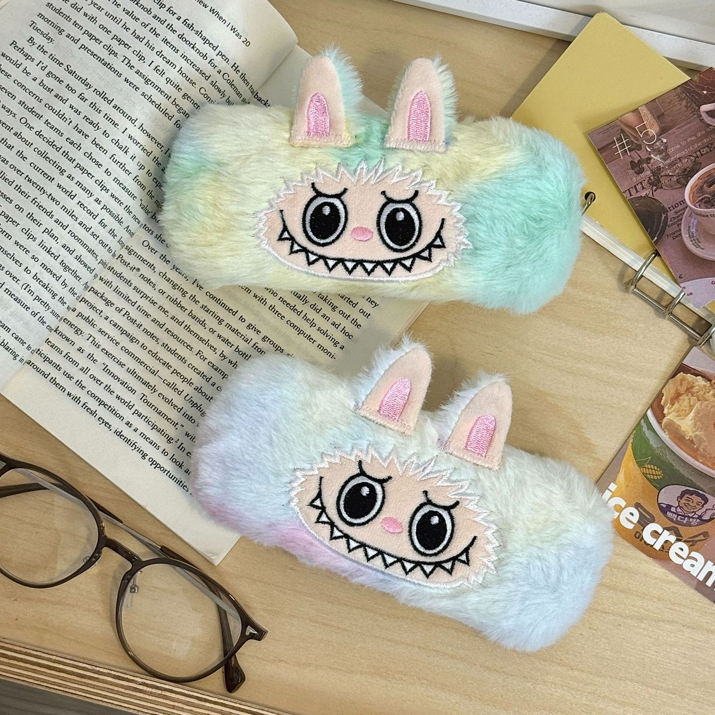 Cartoon Labubu Glasses Case Plush Cartoon Cute High-Looking High-End Sense Anti-Stress