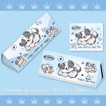 Foldable Puppy Glasses Case – Magnetic Portable Design