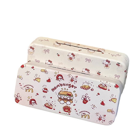 Kitty Glasses Case, High-Looking Cartoon Style, Portable Anti-Pressure And Pressure-Resistant Student Square Style Leather Myopia Glasses Case