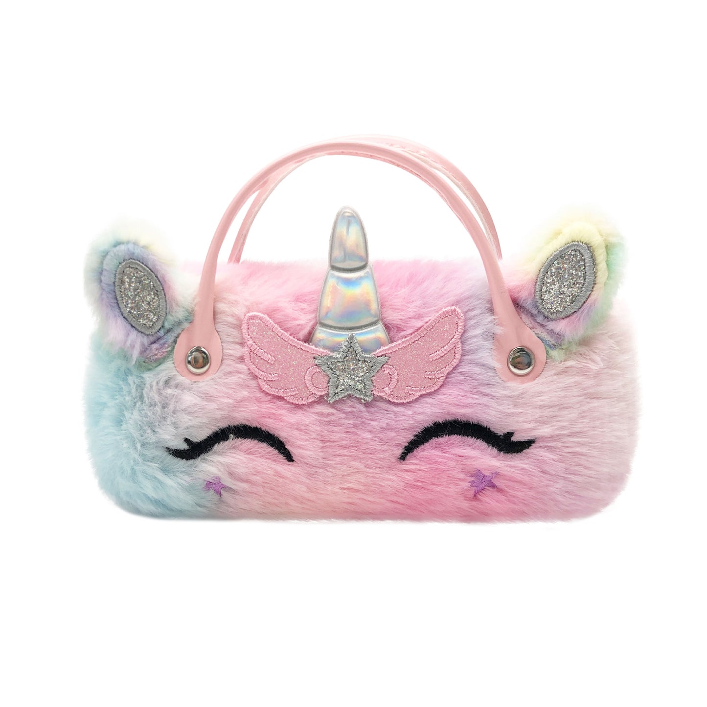 Cute Colorful Plush Unicorn Children'S Glasses Case Princess Style Rainbow Cartoon Glasses Accessories Bag Student Gift
