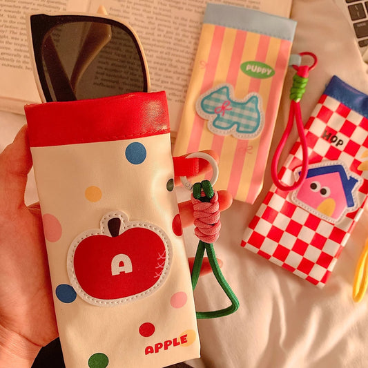 Cute Ins Style Dopamine Hanging Neck Glasses Storage Bag Portable New Sunglasses Bag Myopia Bag